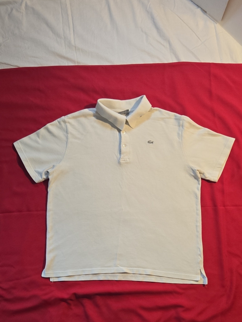 Lacoste White Polo Shirt with Grey Crocodile Logo. Made In Italy.